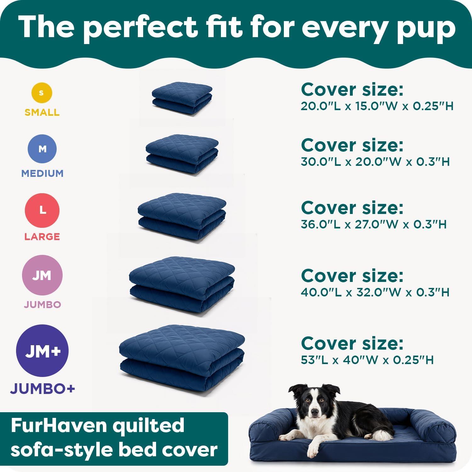 imageFurhaven Replacement Dog Bed Cover Quilted SofaStyle COVER ONLY Machine Washable Silver Gray Jumbo Plus XXLarge 53quot x 40quotNavy