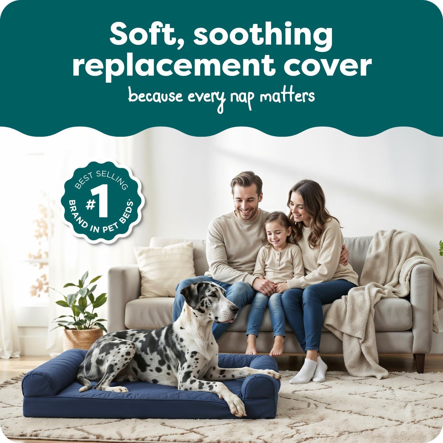 imageFurhaven Replacement Dog Bed Cover Quilted SofaStyle COVER ONLY Machine Washable Silver Gray Jumbo Plus XXLarge 53quot x 40quotNavy