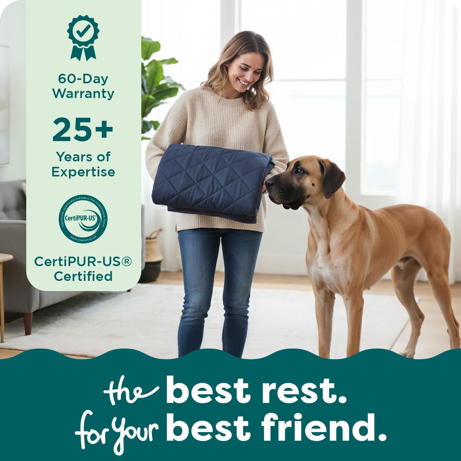 imageFurhaven Replacement Dog Bed Cover Quilted SofaStyle COVER ONLY Machine Washable Silver Gray Jumbo Plus XXLarge 53quot x 40quotNavy