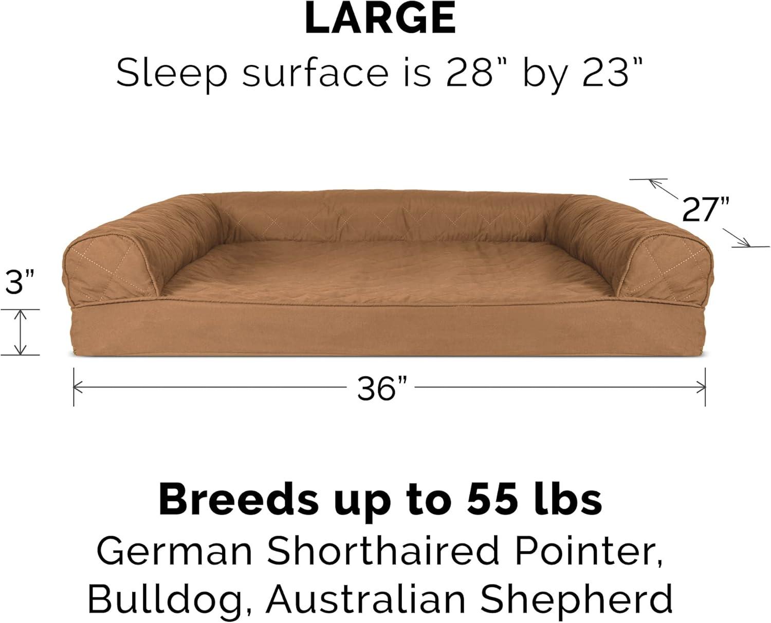imageFurhaven Replacement Dog Bed Cover Quilted SofaStyle COVER ONLY Machine Washable Silver Gray Jumbo Plus XXLarge 53quot x 40quotToasted Brown