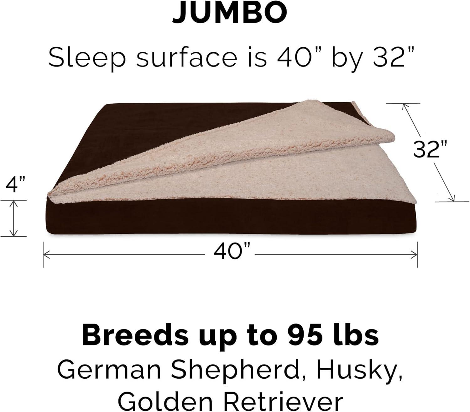 imageFurhaven Replacement Dog Bed Cover Sherpa ampamp Chenille SofaStyle Machine Washable Coffee MediumBlanket Top Berber Suede Espresso