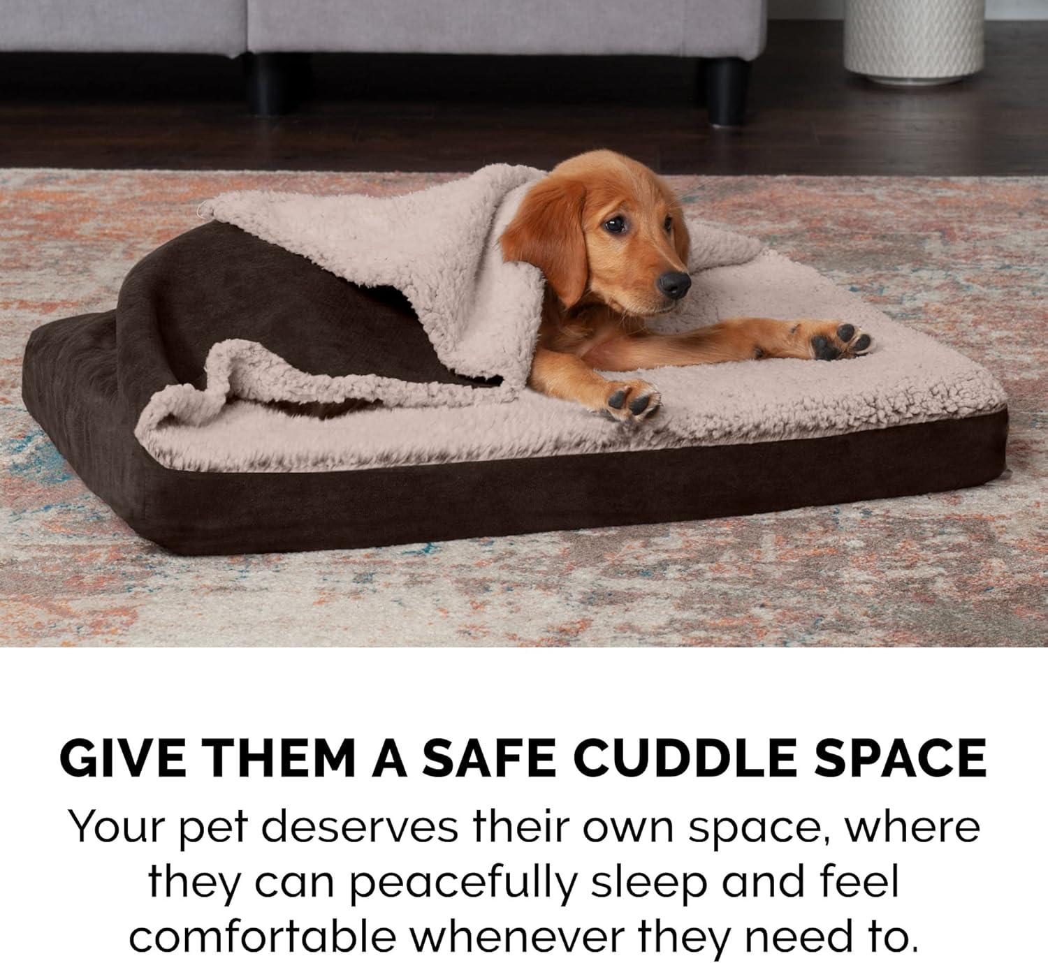 imageFurhaven Replacement Dog Bed Cover Sherpa ampamp Chenille SofaStyle Machine Washable Coffee MediumBlanket Top Berber Suede Espresso