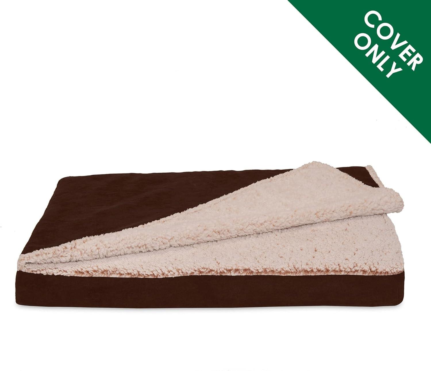 imageFurhaven Replacement Dog Bed Cover Sherpa ampamp Chenille SofaStyle Machine Washable Coffee MediumBlanket Top Berber Suede Espresso