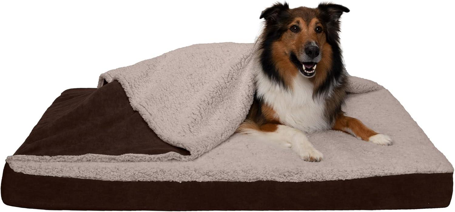 imageFurhaven Replacement Dog Bed Cover Sherpa ampamp Chenille SofaStyle Machine Washable Coffee MediumBlanket Top Berber Suede Espresso