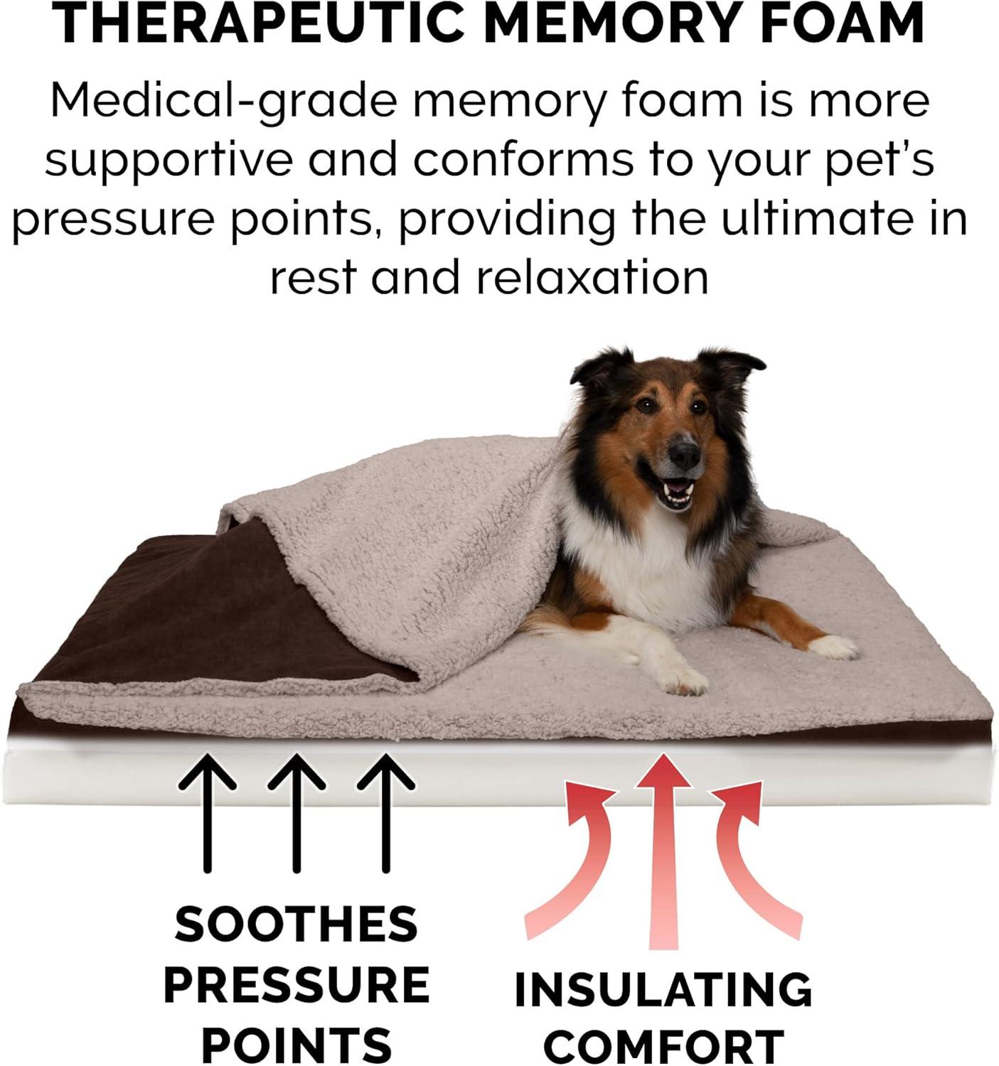 imageFurhaven Replacement Dog Bed Cover Sherpa ampamp Chenille SofaStyle Machine Washable Coffee MediumBlanket Top Berber Suede Espresso