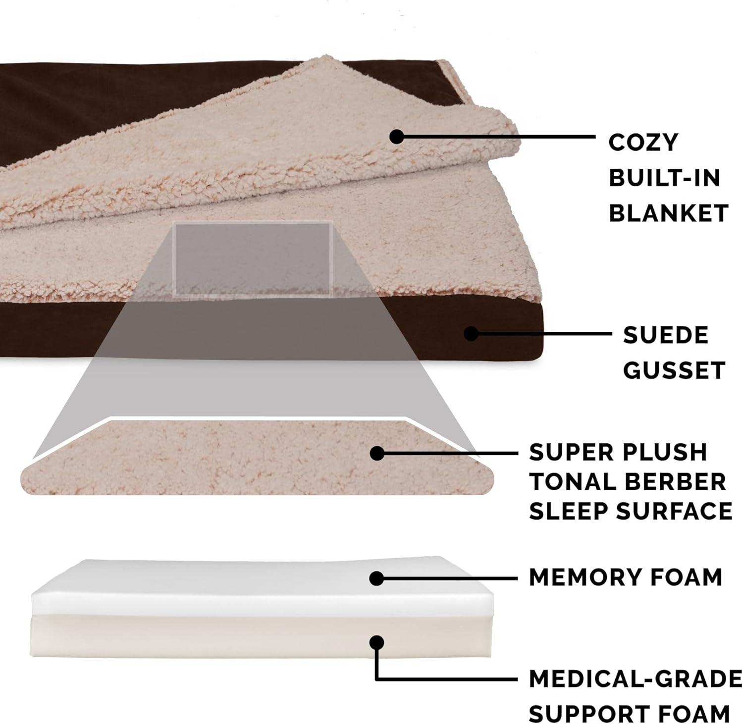 imageFurhaven Replacement Dog Bed Cover Sherpa ampamp Chenille SofaStyle Machine Washable Coffee MediumBlanket Top Berber Suede Espresso