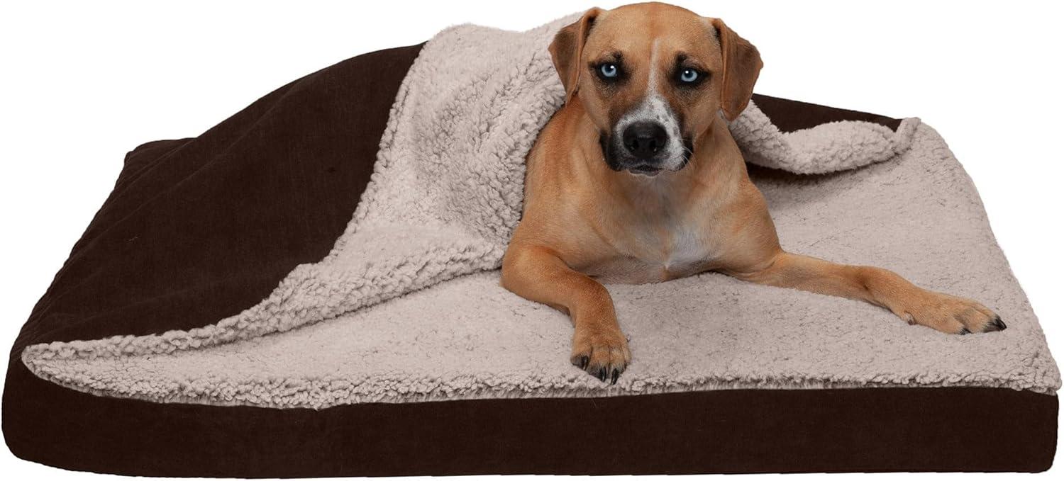 imageFurhaven Replacement Dog Bed Cover Sherpa ampamp Chenille SofaStyle Machine Washable Coffee MediumBlanket Top Berber Suede Espresso
