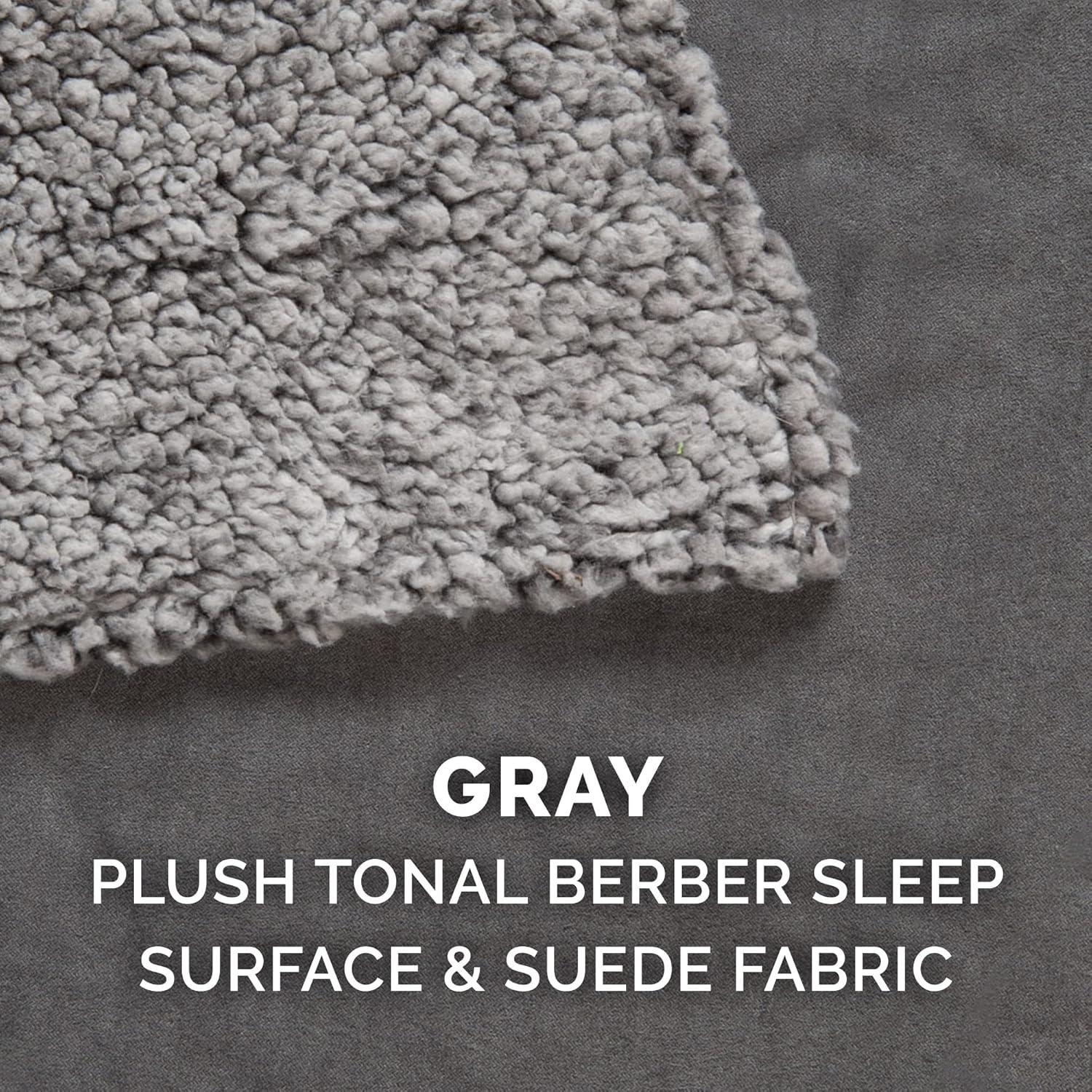 imageFurhaven Replacement Dog Bed Cover Sherpa ampamp Chenille SofaStyle Machine Washable Coffee MediumBlanket Top Berber Suede Gray