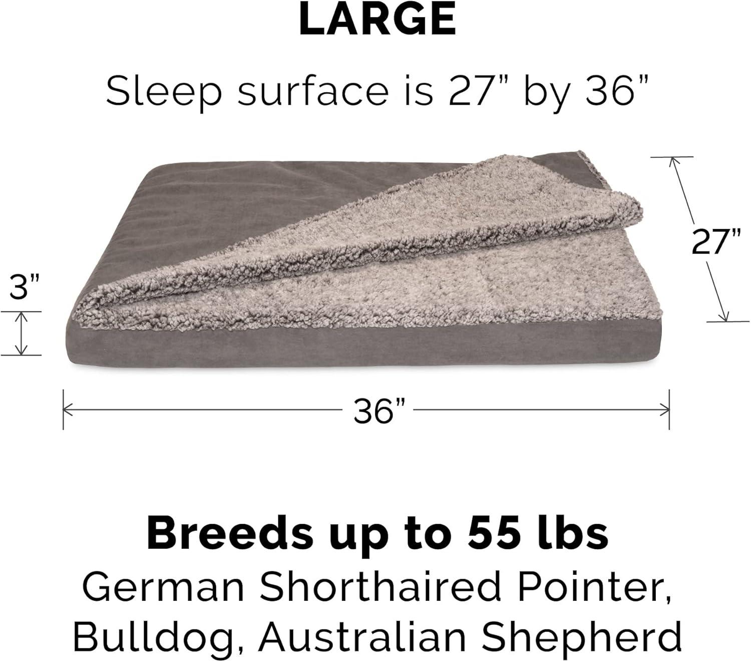imageFurhaven Replacement Dog Bed Cover Sherpa ampamp Chenille SofaStyle Machine Washable Coffee MediumBlanket Top Berber Suede Gray