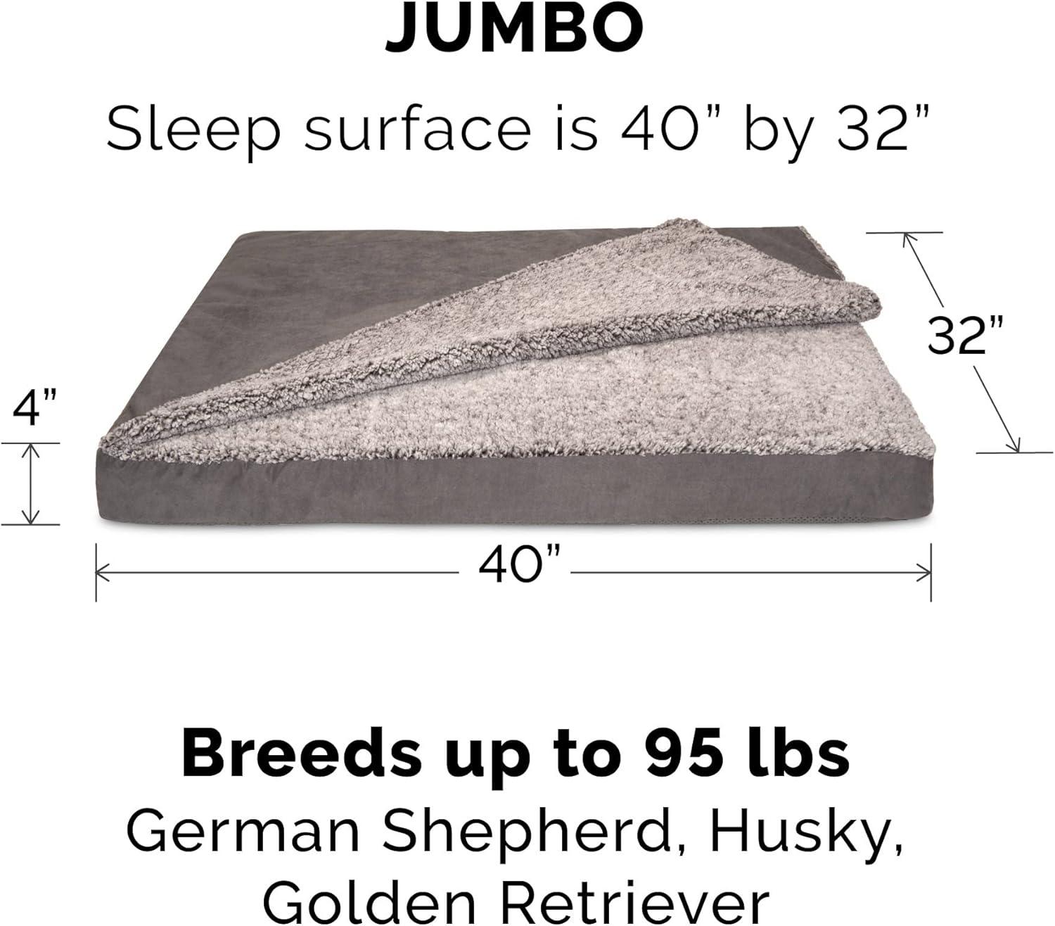 imageFurhaven Replacement Dog Bed Cover Sherpa ampamp Chenille SofaStyle Machine Washable Coffee MediumBlanket Top Berber Suede Gray