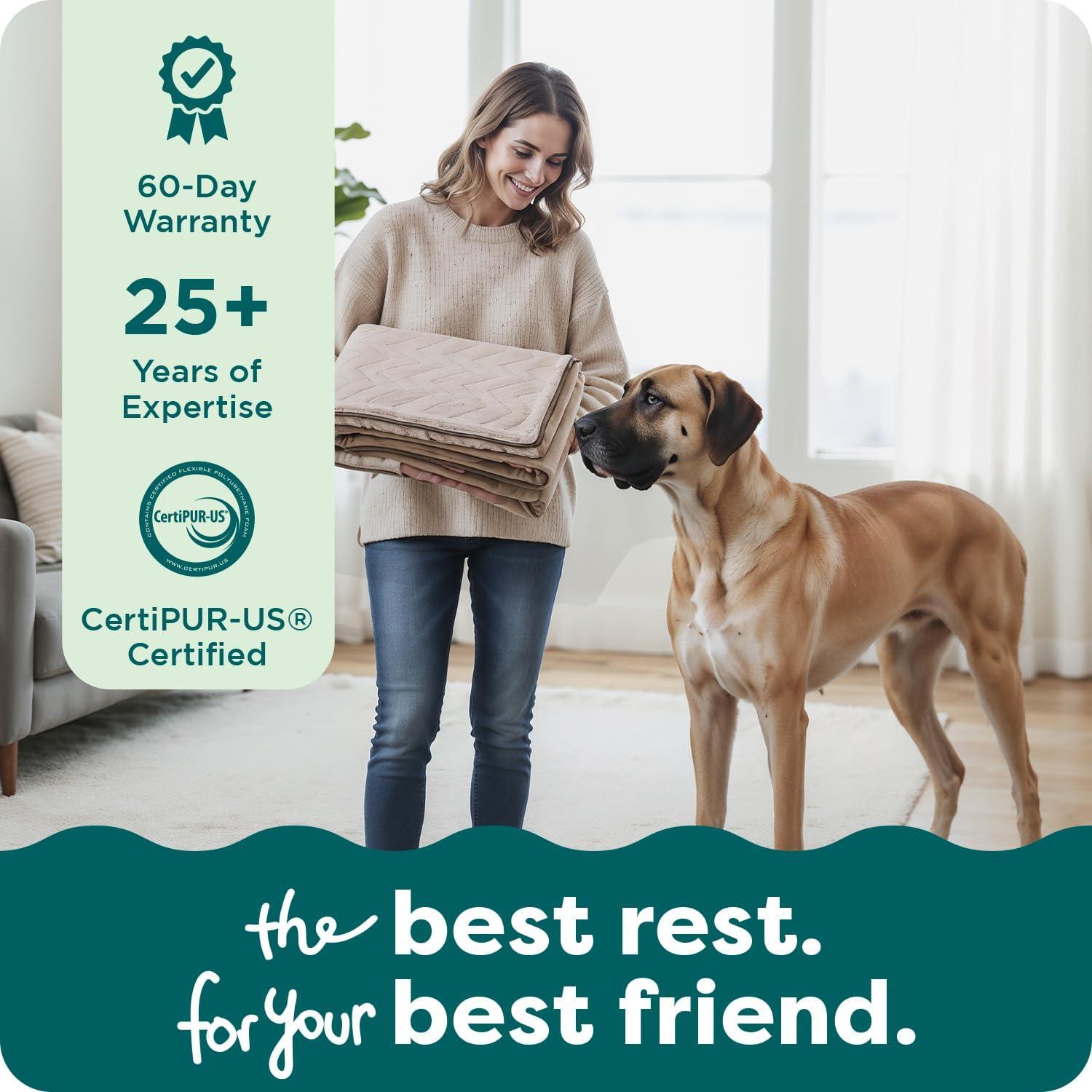imageFurhaven Replacement Dog Bed Cover Sherpa ampamp Chenille SofaStyle Machine Washable Coffee MediumBrownstone