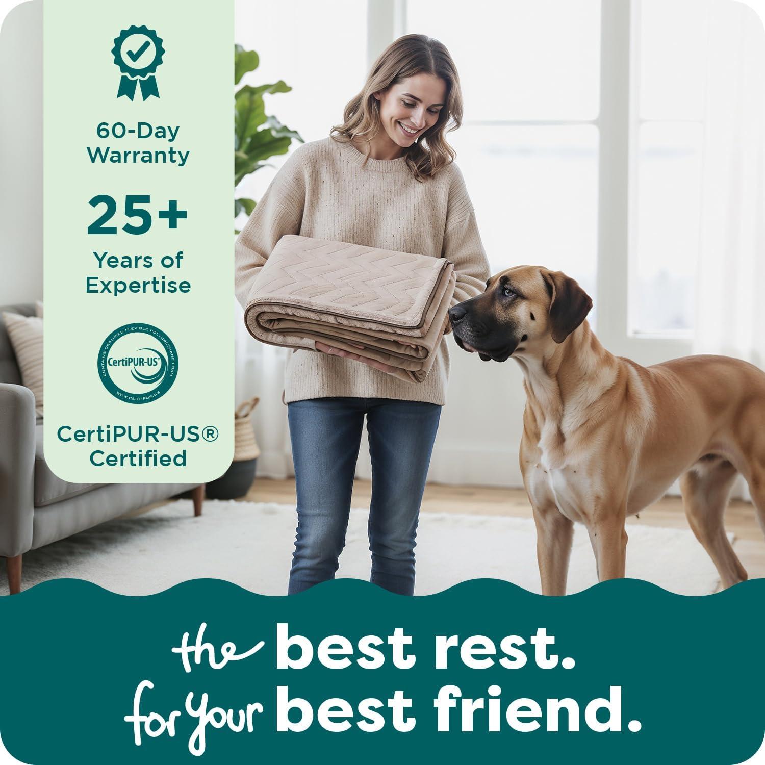 imageFurhaven Replacement Dog Bed Cover Sherpa ampamp Chenille SofaStyle Machine Washable Coffee MediumBrownstone
