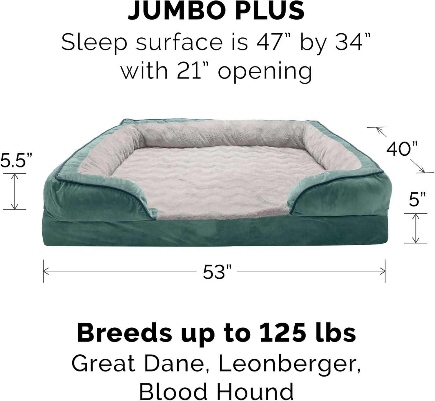 imageFurhaven Replacement Dog Bed Cover Sherpa ampamp Chenille SofaStyle Machine Washable Coffee MediumCeladon Green