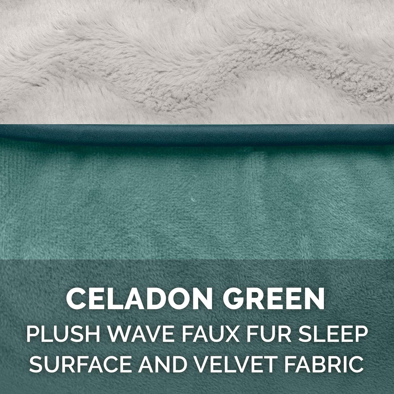 imageFurhaven Replacement Dog Bed Cover Sherpa ampamp Chenille SofaStyle Machine Washable Coffee MediumCeladon Green