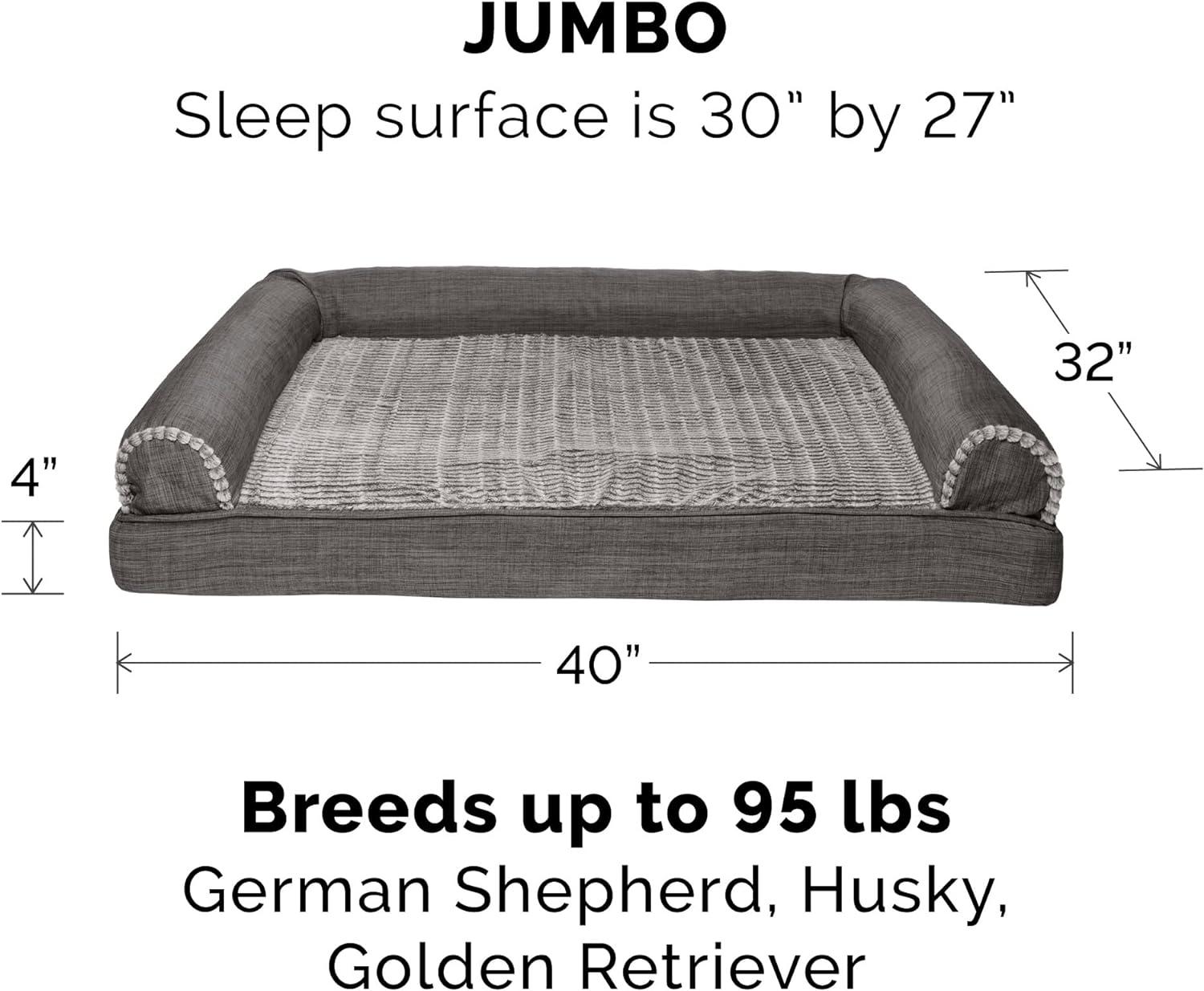 imageFurhaven Replacement Dog Bed Cover Sherpa ampamp Chenille SofaStyle Machine Washable Coffee MediumCharcoal