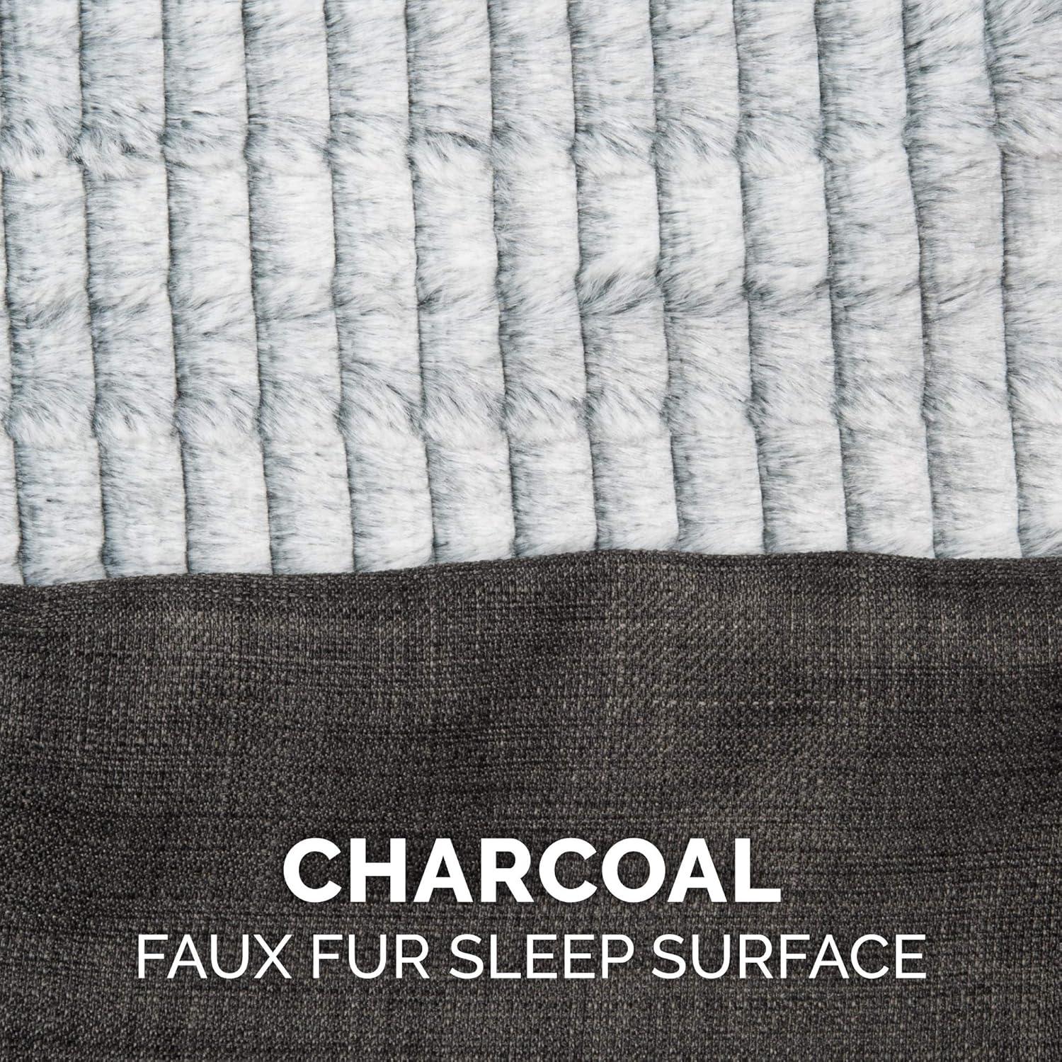 imageFurhaven Replacement Dog Bed Cover Sherpa ampamp Chenille SofaStyle Machine Washable Coffee MediumCharcoal