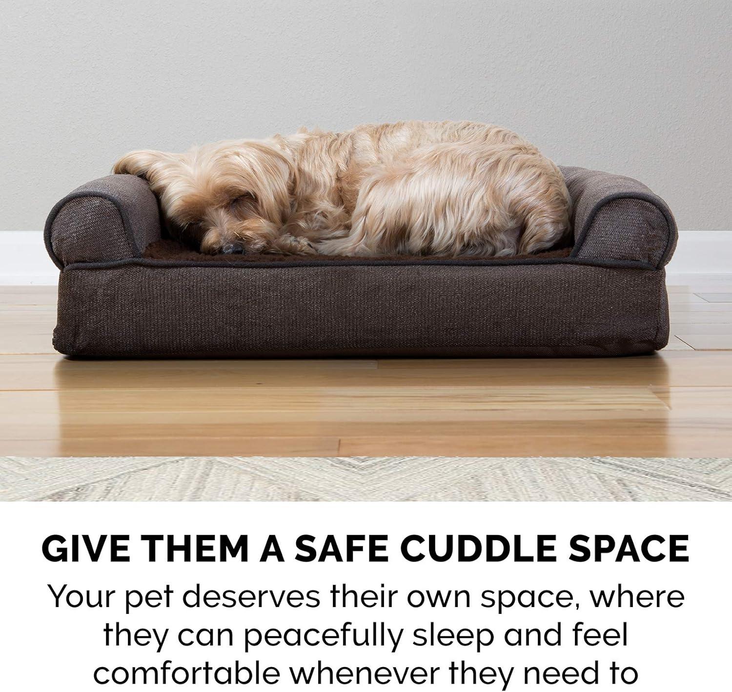 imageFurhaven Replacement Dog Bed Cover Sherpa ampamp Chenille SofaStyle Machine Washable Coffee MediumCoffee Sherpa Chenille