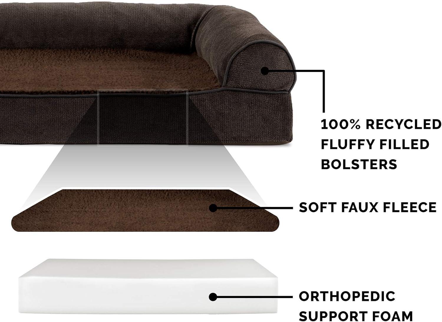 imageFurhaven Replacement Dog Bed Cover Sherpa ampamp Chenille SofaStyle Machine Washable Coffee MediumCoffee Sherpa Chenille