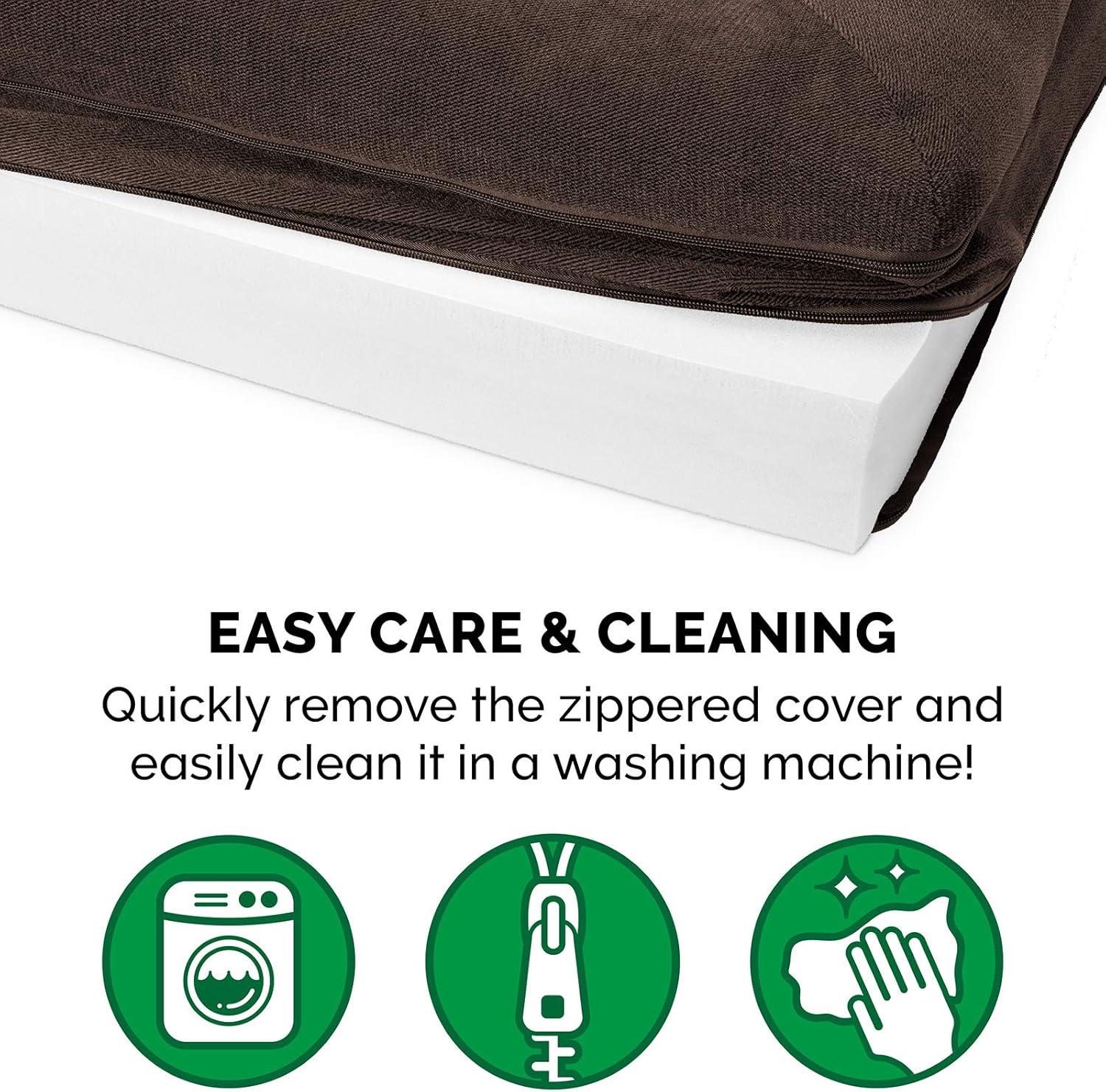 imageFurhaven Replacement Dog Bed Cover Sherpa ampamp Chenille SofaStyle Machine Washable Coffee MediumCoffee Sherpa Chenille
