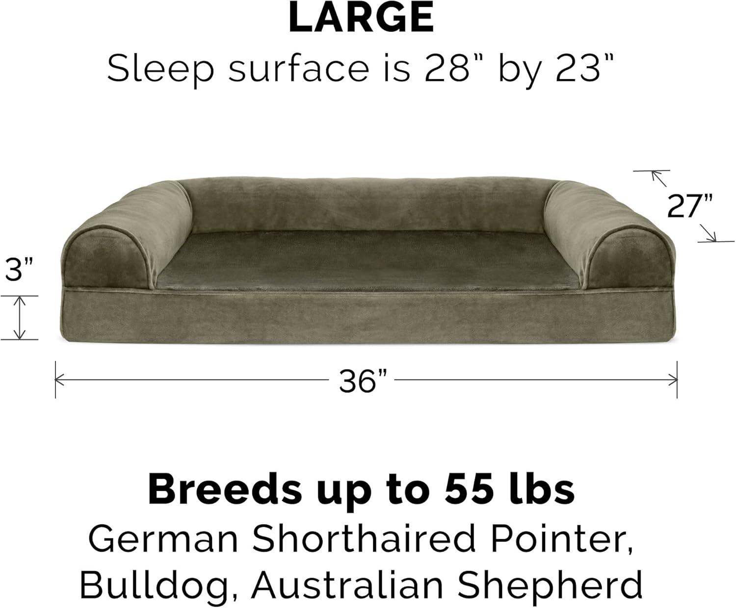 imageFurhaven Replacement Dog Bed Cover Sherpa ampamp Chenille SofaStyle Machine Washable Coffee MediumFaux Fur Velvet Dark Sage