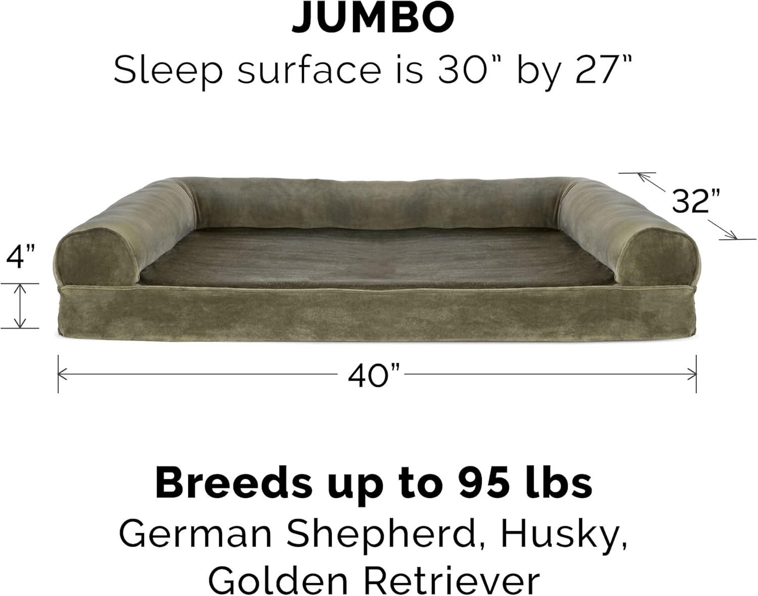 imageFurhaven Replacement Dog Bed Cover Sherpa ampamp Chenille SofaStyle Machine Washable Coffee MediumFaux Fur Velvet Dark Sage