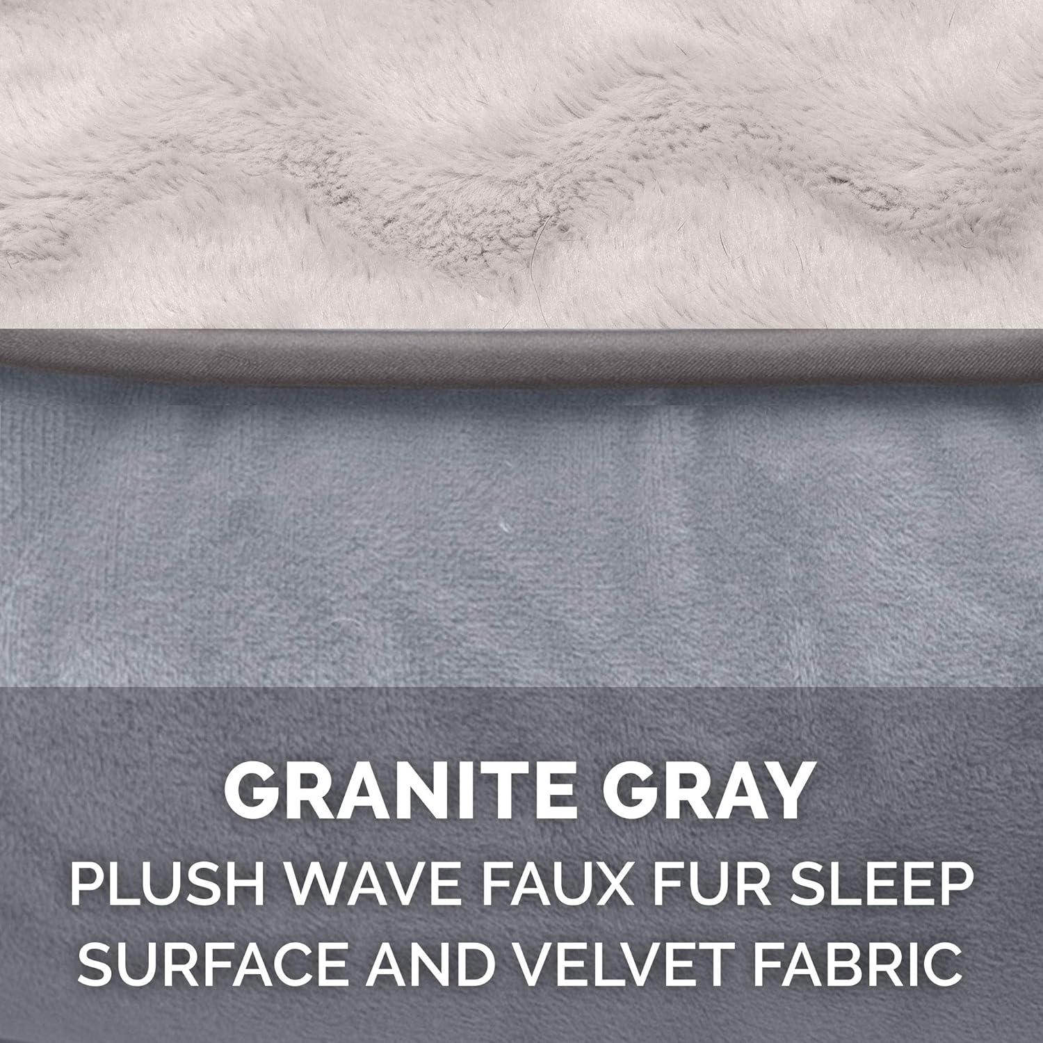 imageFurhaven Replacement Dog Bed Cover Sherpa ampamp Chenille SofaStyle Machine Washable Coffee MediumGranite Gray