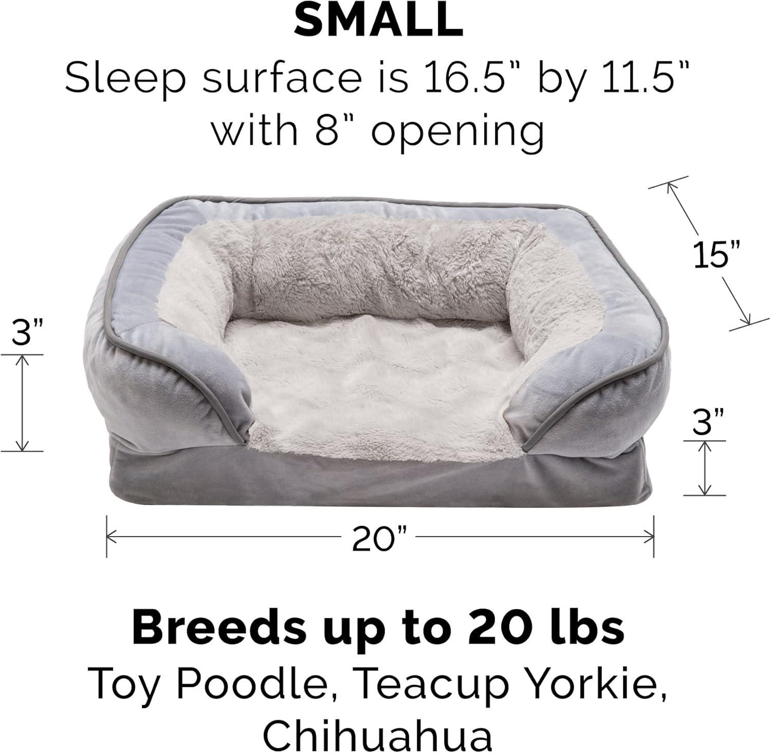 imageFurhaven Replacement Dog Bed Cover Sherpa ampamp Chenille SofaStyle Machine Washable Coffee MediumGranite Gray