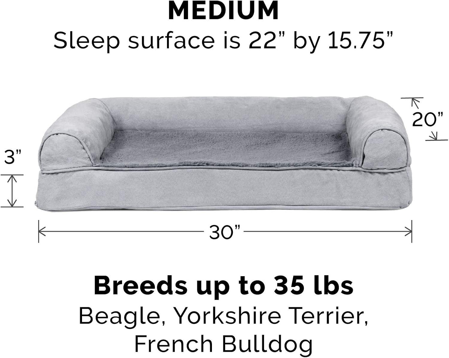 imageFurhaven Replacement Dog Bed Cover Sherpa ampamp Chenille SofaStyle Machine Washable Coffee MediumGray