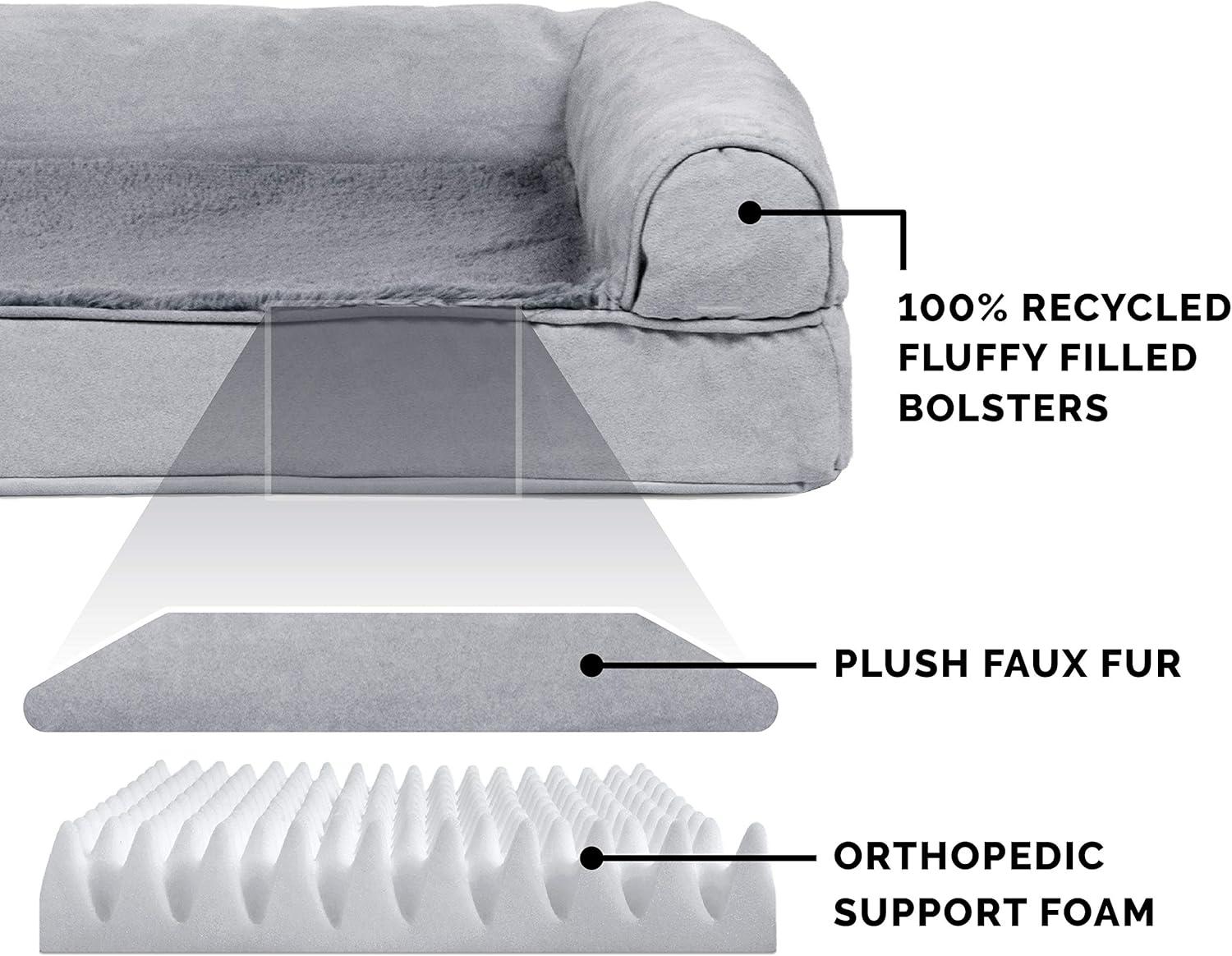 imageFurhaven Replacement Dog Bed Cover Sherpa ampamp Chenille SofaStyle Machine Washable Coffee MediumGray