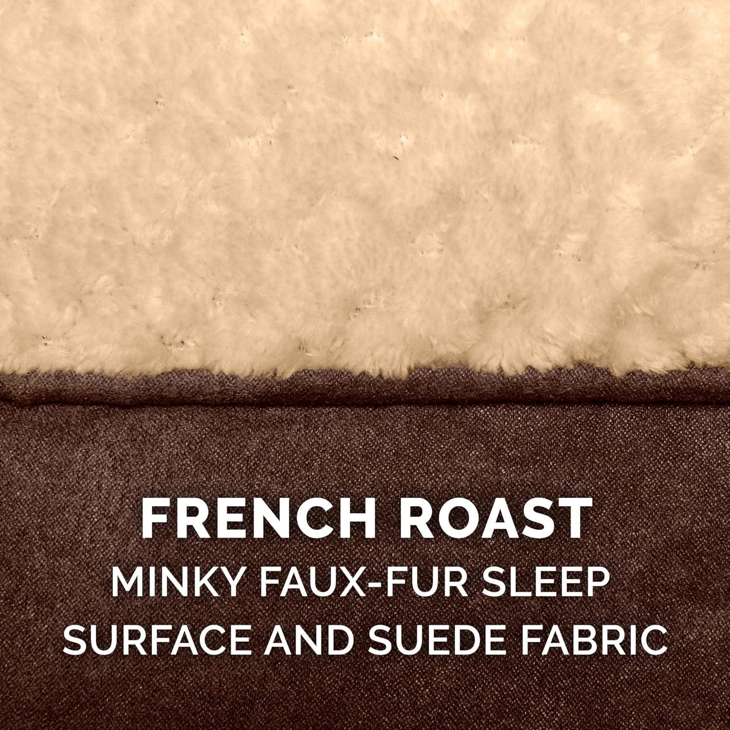 imageFurhaven Replacement Dog Bed Cover Sherpa ampamp Chenille SofaStyle Machine Washable Coffee MediumPillow Top Minky Plush Suede French Roast