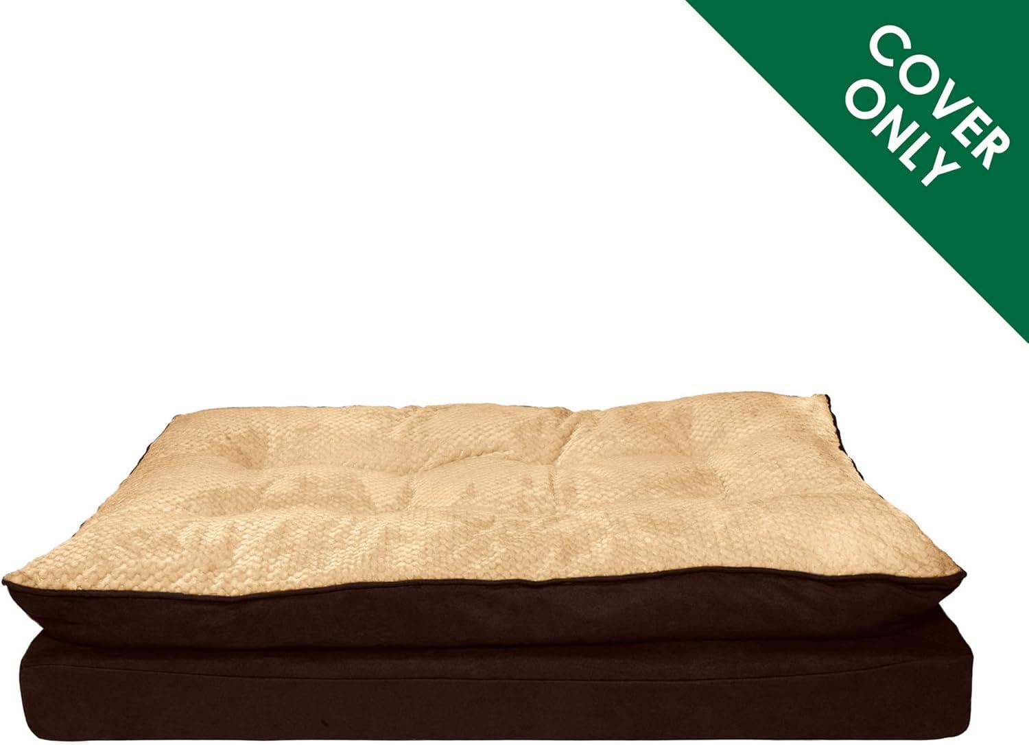 imageFurhaven Replacement Dog Bed Cover Sherpa ampamp Chenille SofaStyle Machine Washable Coffee MediumPillow Top Minky Plush Suede French Roast
