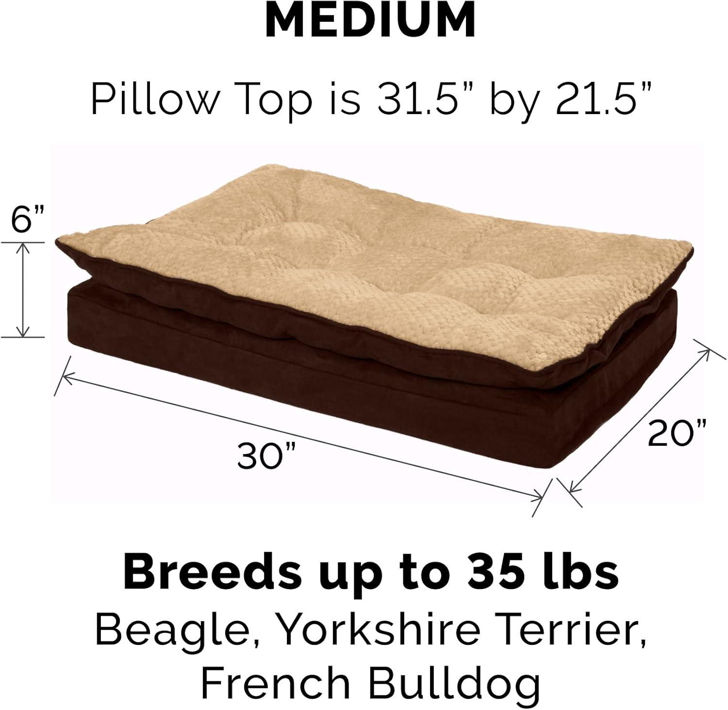 imageFurhaven Replacement Dog Bed Cover Sherpa ampamp Chenille SofaStyle Machine Washable Coffee MediumPillow Top Minky Plush Suede French Roast