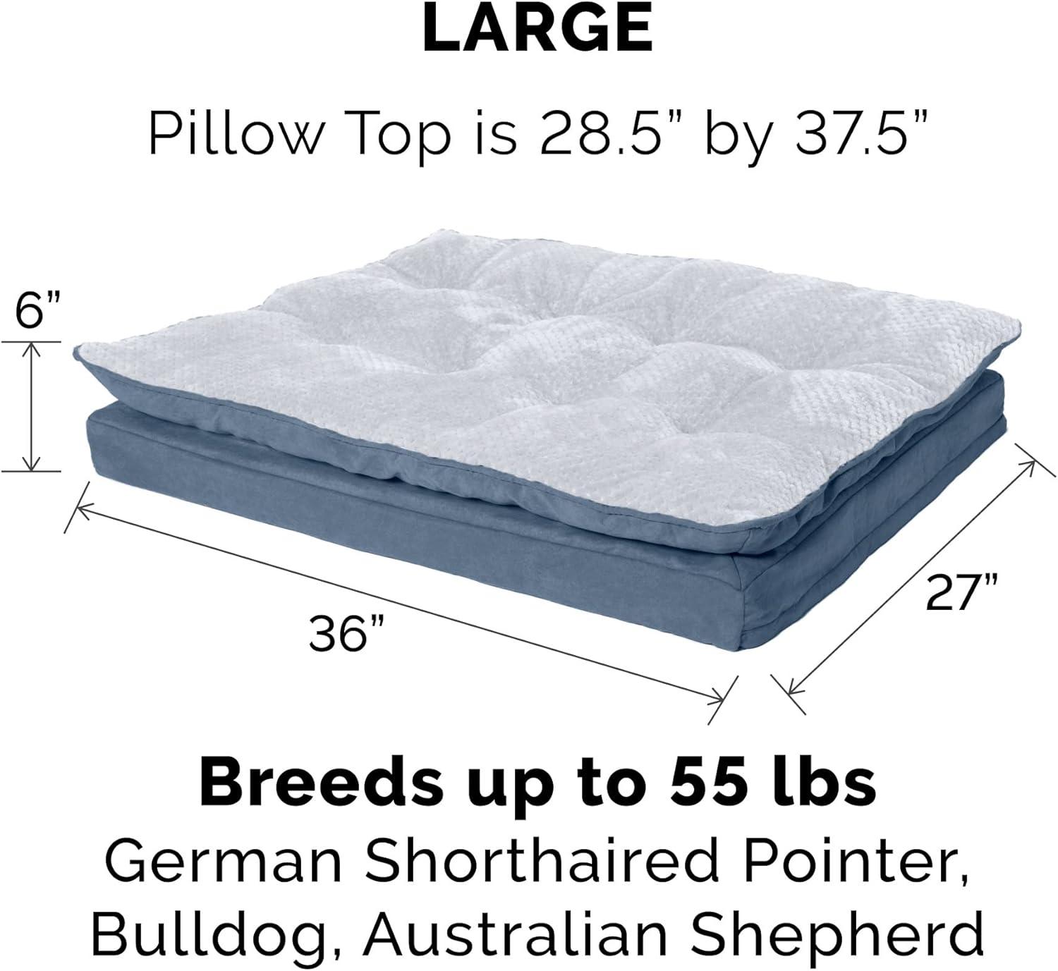 imageFurhaven Replacement Dog Bed Cover Sherpa ampamp Chenille SofaStyle Machine Washable Coffee MediumPillow Top Minky Plush Suede Stonewash Blue