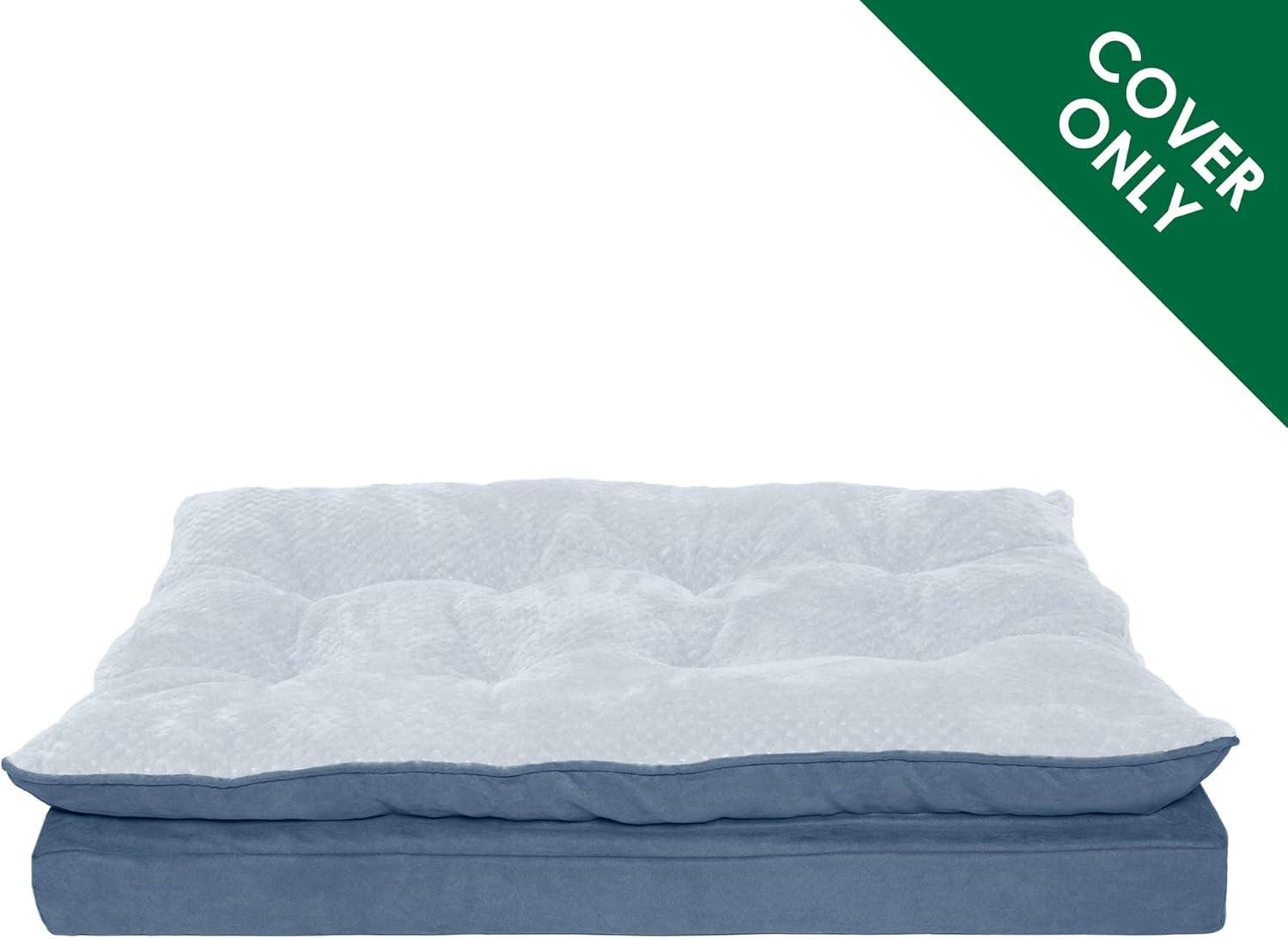 imageFurhaven Replacement Dog Bed Cover Sherpa ampamp Chenille SofaStyle Machine Washable Coffee MediumPillow Top Minky Plush Suede Stonewash Blue