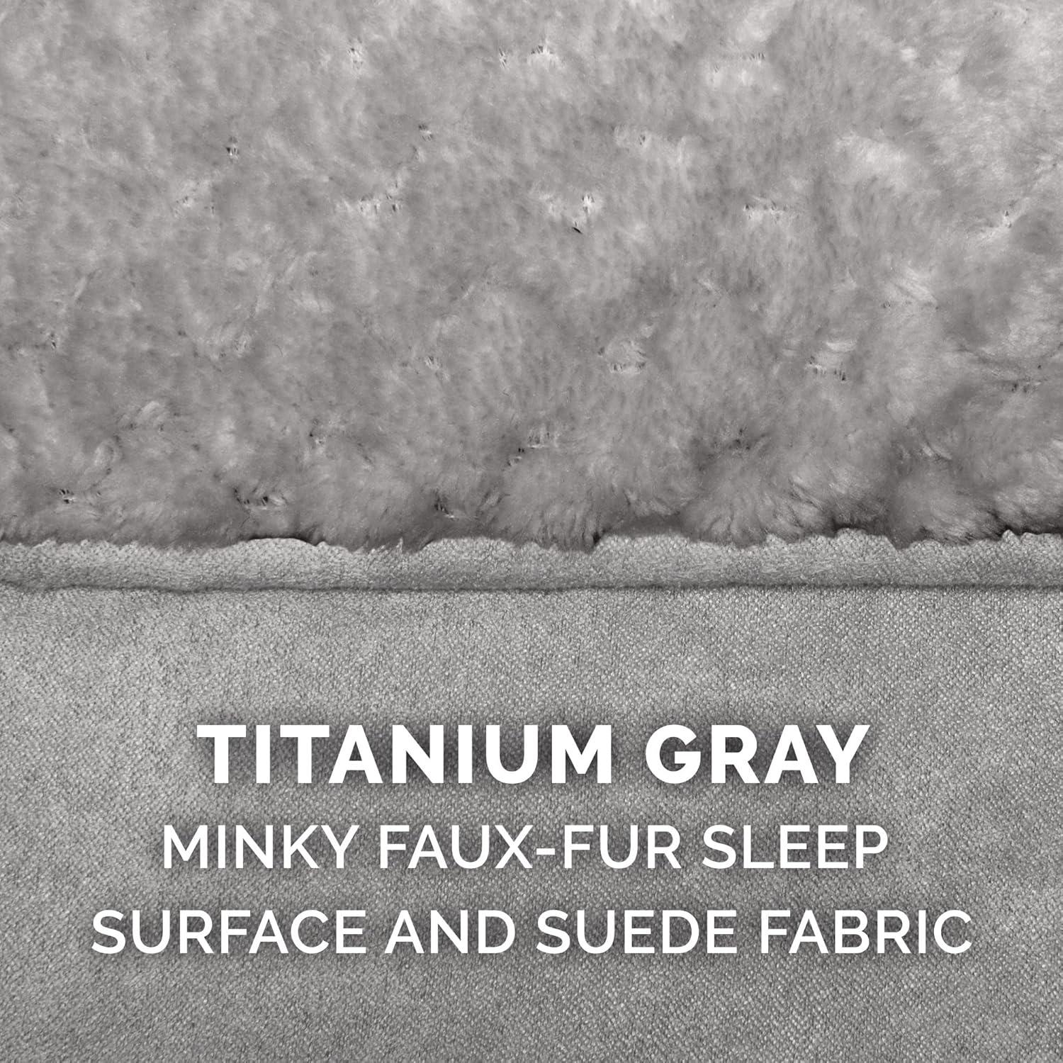 imageFurhaven Replacement Dog Bed Cover Sherpa ampamp Chenille SofaStyle Machine Washable Coffee MediumPillow Top Minky Plush Suede Titanium Gray