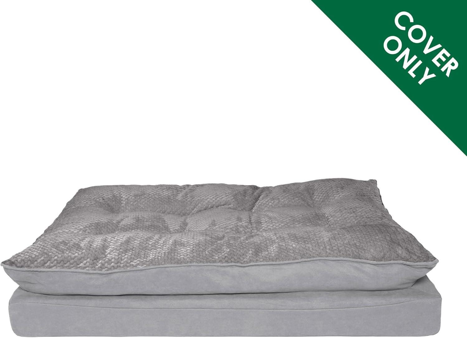 imageFurhaven Replacement Dog Bed Cover Sherpa ampamp Chenille SofaStyle Machine Washable Coffee MediumPillow Top Minky Plush Suede Titanium Gray