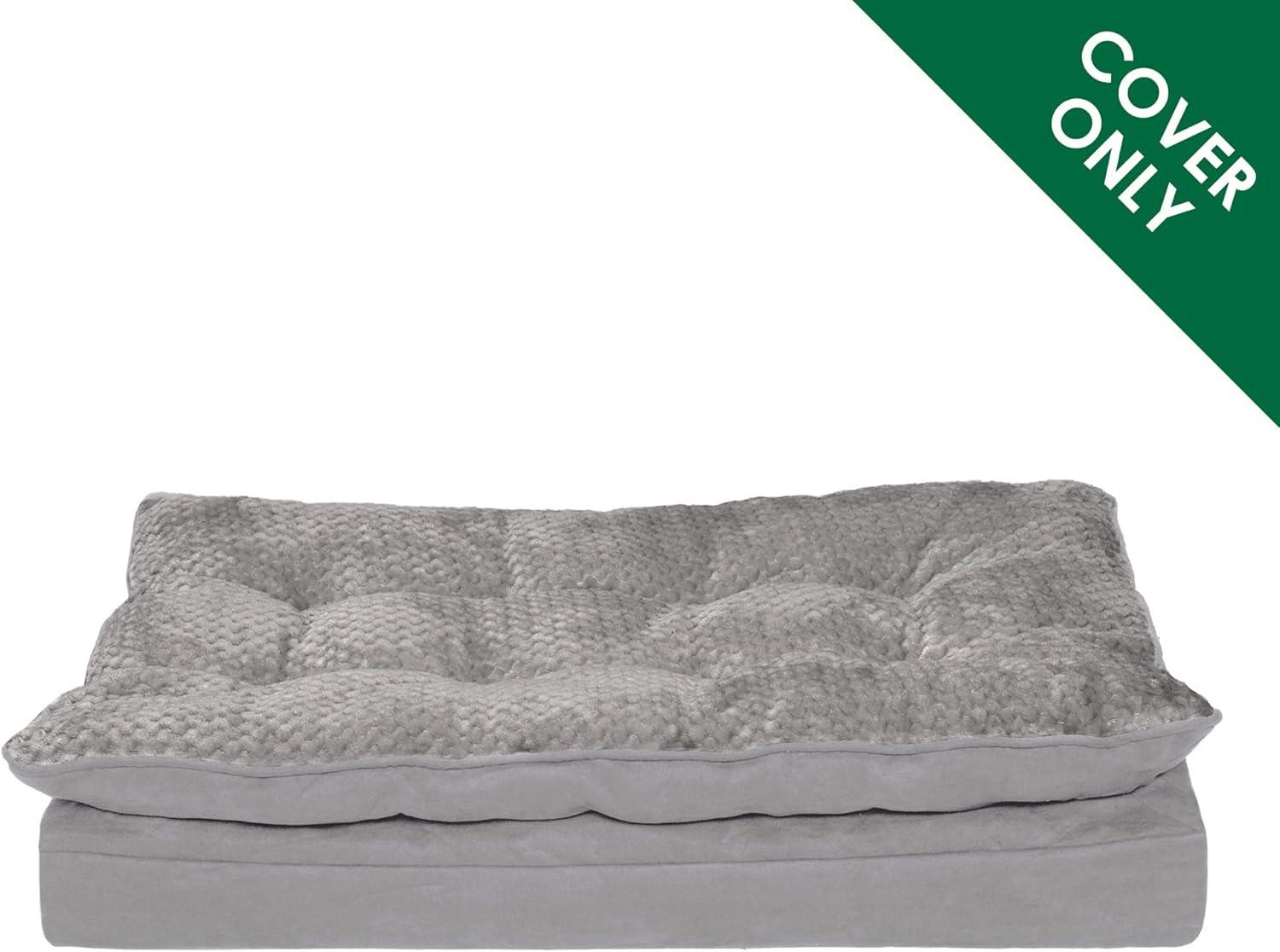 imageFurhaven Replacement Dog Bed Cover Sherpa ampamp Chenille SofaStyle Machine Washable Coffee MediumPillow Top Minky Plush Suede Titanium Gray