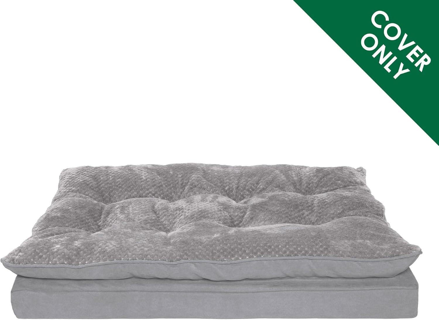 imageFurhaven Replacement Dog Bed Cover Sherpa ampamp Chenille SofaStyle Machine Washable Coffee MediumPillow Top Minky Plush Suede Titanium Gray
