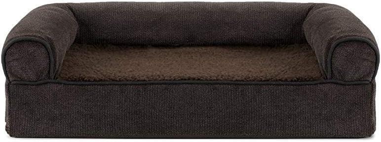 imageFurhaven Replacement Dog Bed Cover Sherpa ampamp Chenille SofaStyle Machine Washable Coffee MediumSherpa Chenille Coffee