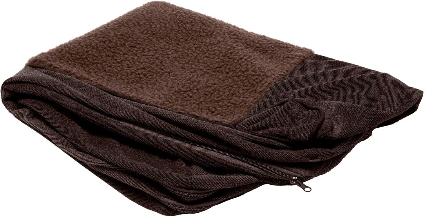 imageFurhaven Replacement Dog Bed Cover Sherpa ampamp Chenille SofaStyle Machine Washable Coffee MediumSherpa Chenille Coffee