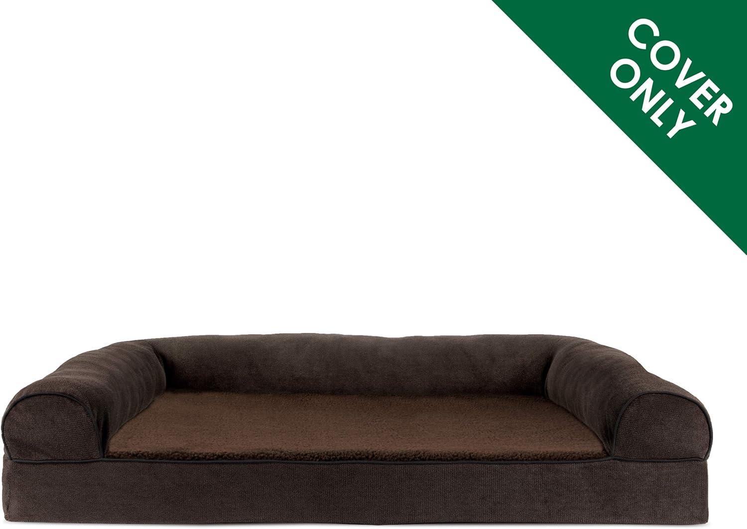 imageFurhaven Replacement Dog Bed Cover Sherpa ampamp Chenille SofaStyle Machine Washable Coffee MediumSherpa Chenille Coffee