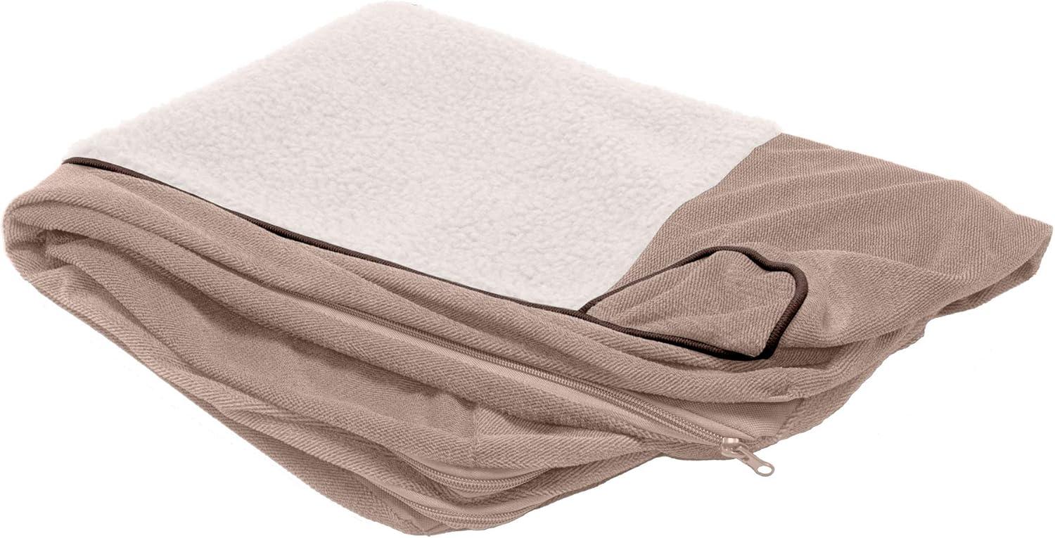 imageFurhaven Replacement Dog Bed Cover Sherpa ampamp Chenille SofaStyle Machine Washable Coffee MediumSherpa Chenille Cream