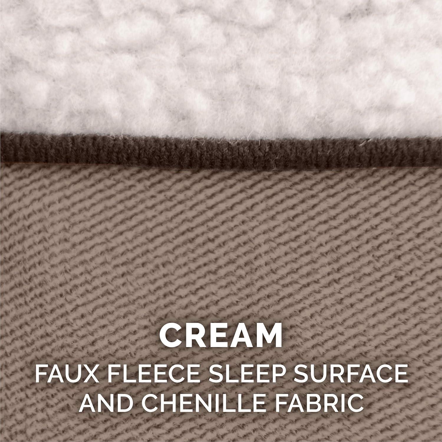 imageFurhaven Replacement Dog Bed Cover Sherpa ampamp Chenille SofaStyle Machine Washable Coffee MediumSherpa Chenille Cream