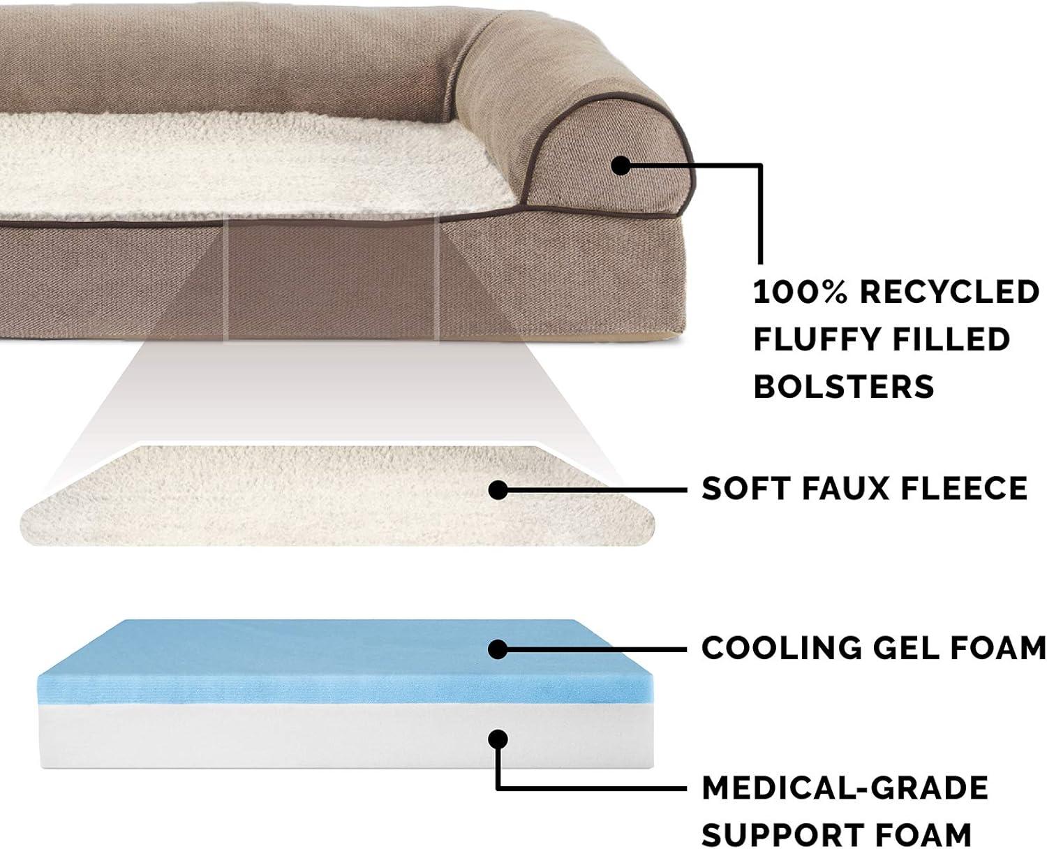 imageFurhaven Replacement Dog Bed Cover Sherpa ampamp Chenille SofaStyle Machine Washable Coffee MediumSherpa Chenille Cream