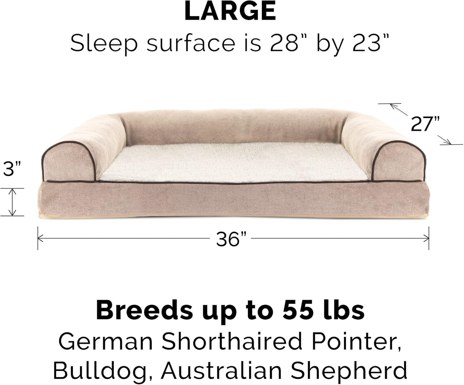 imageFurhaven Replacement Dog Bed Cover Sherpa ampamp Chenille SofaStyle Machine Washable Coffee MediumSherpa Chenille Cream