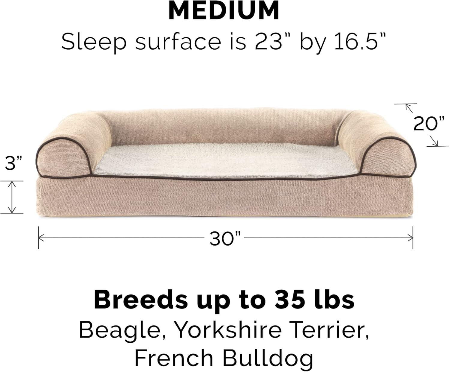 imageFurhaven Replacement Dog Bed Cover Sherpa ampamp Chenille SofaStyle Machine Washable Coffee MediumSherpa Chenille Cream