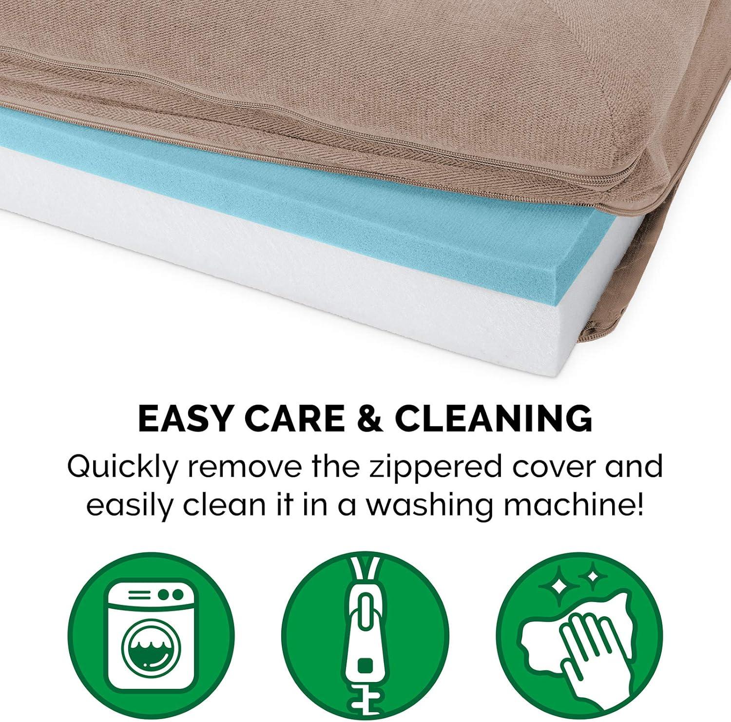 imageFurhaven Replacement Dog Bed Cover Sherpa ampamp Chenille SofaStyle Machine Washable Coffee MediumSherpa Chenille Cream