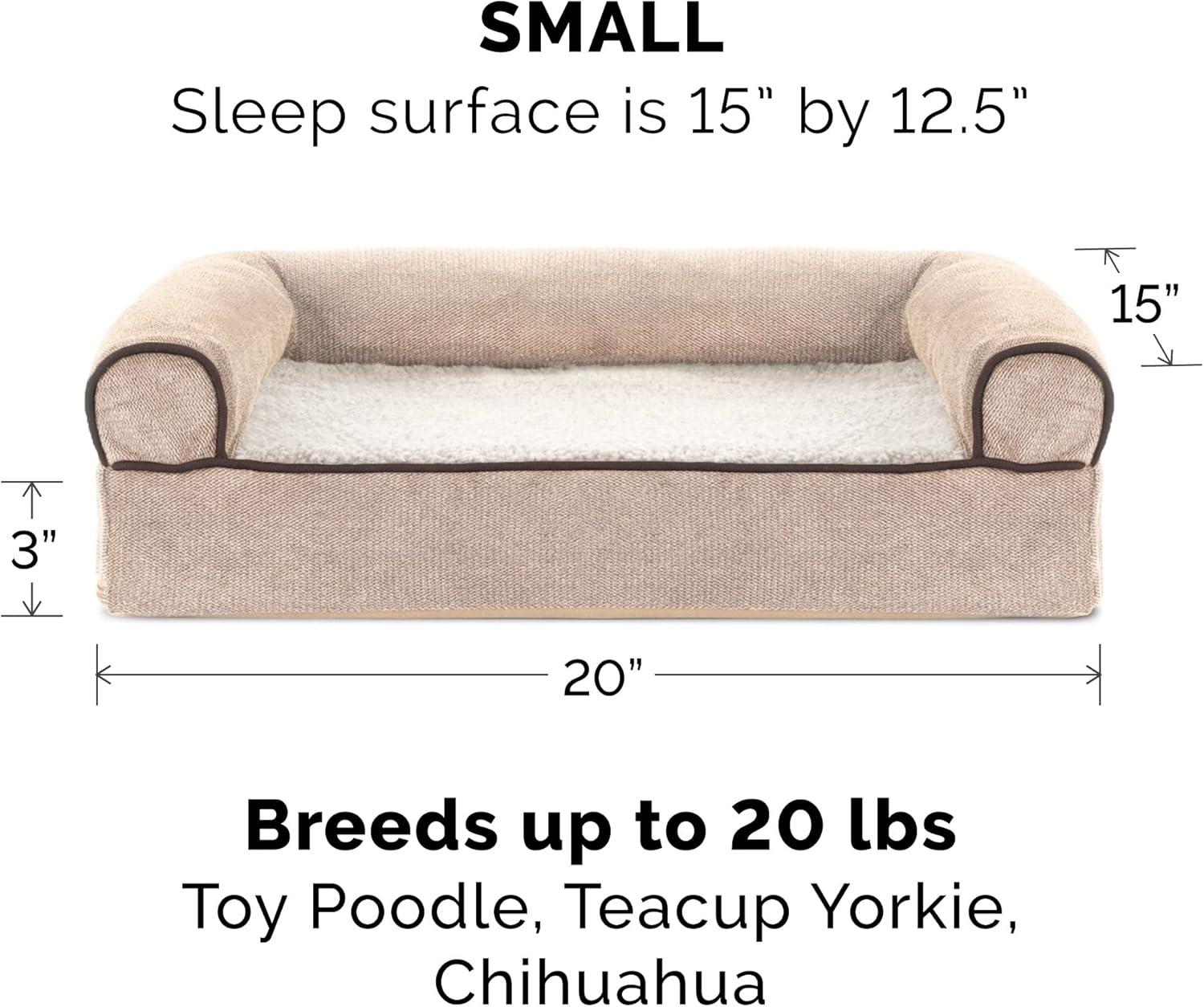 imageFurhaven Replacement Dog Bed Cover Sherpa ampamp Chenille SofaStyle Machine Washable Coffee MediumSherpa Chenille Cream