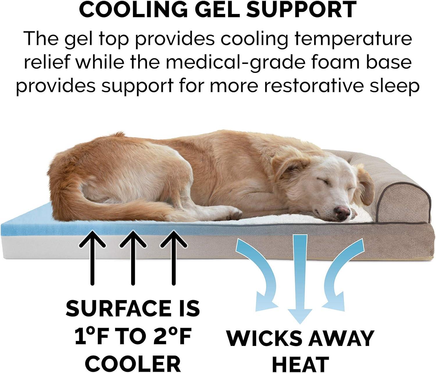 imageFurhaven Replacement Dog Bed Cover Sherpa ampamp Chenille SofaStyle Machine Washable Coffee MediumSherpa Chenille Cream