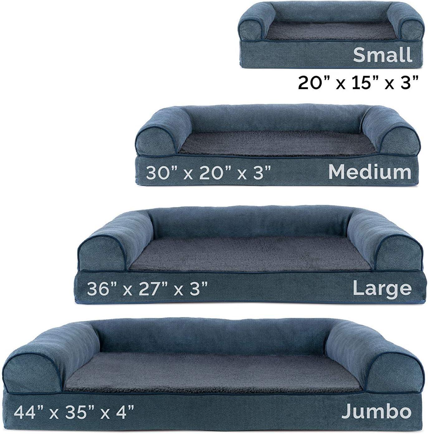 imageFurhaven Replacement Dog Bed Cover Sherpa ampamp Chenille SofaStyle Machine Washable Coffee MediumSherpa Chenille Orion Blue